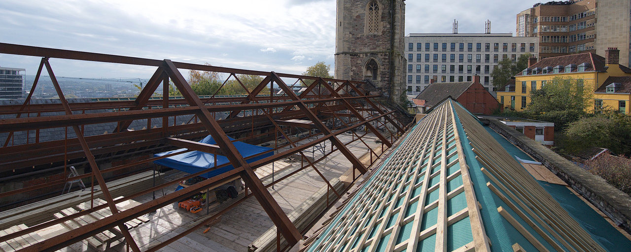 Extensive work underway on the roof at St Michael's church